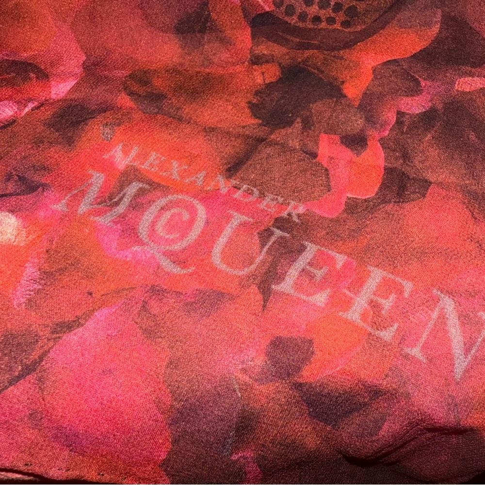 Alexander McQueen Red Floral Scarf